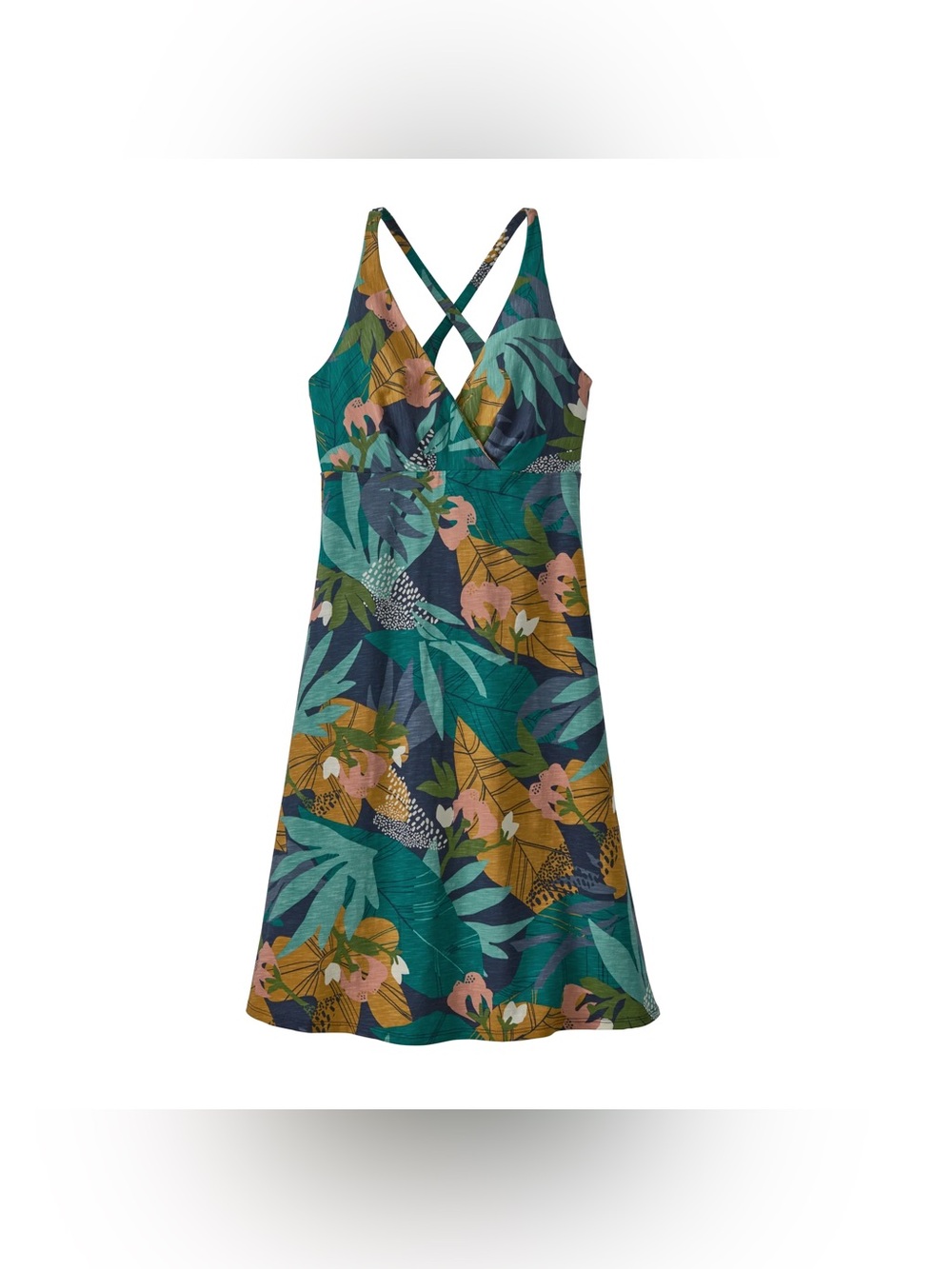 Patagonia Tropical V-Neck Sundress Strappy Athleisure Dress Large - Picture 2 of 9